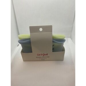 NWT Cat & Jack Reusable Silicone Snack Bags 2 Count Shark BlueGreen BPA Free NEW